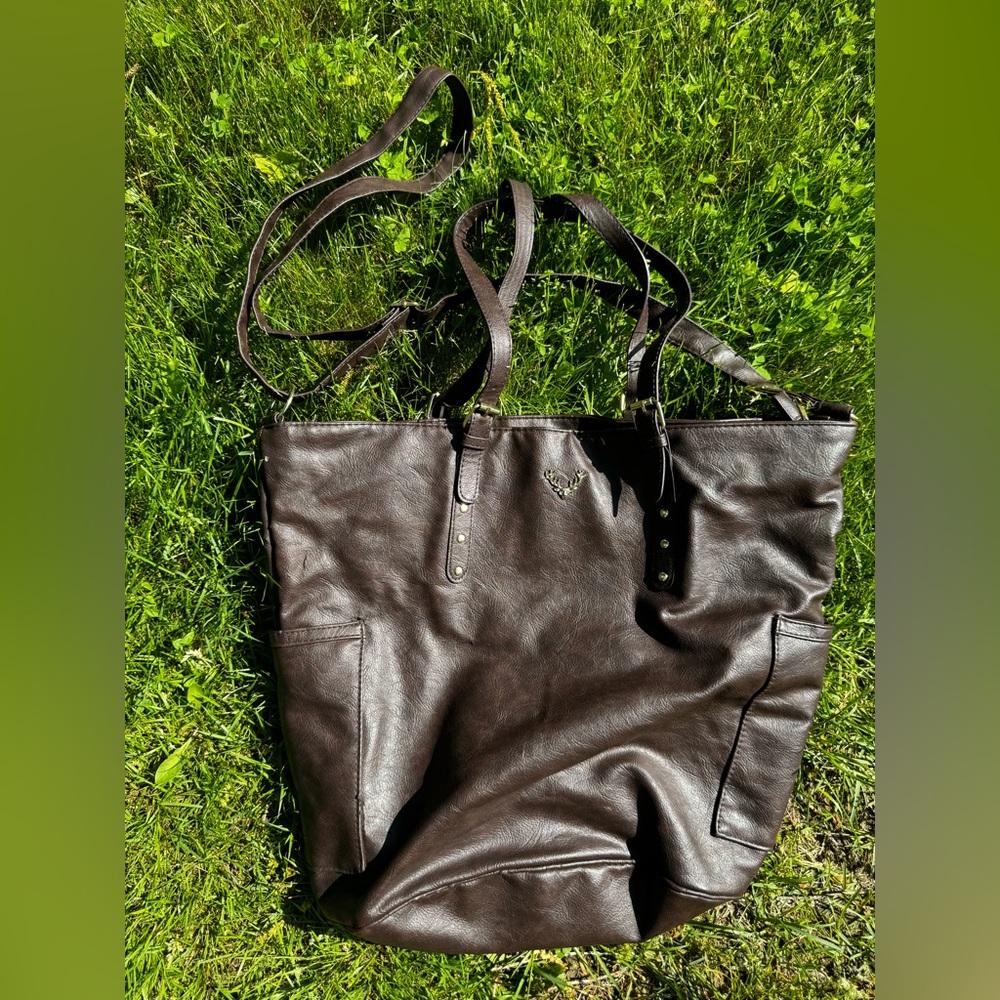 Icing Dark Brown Faux Leather Tote Bag